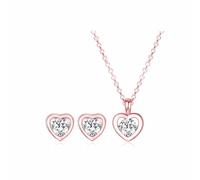Parure pendentif et boucles d'oreilles cœur en cristal Swarovski MGJ™ pour femme | Présentée dans un coffret blanc, un sac et une carte de Noël pour une touche festive | Bijou hypoallergénique