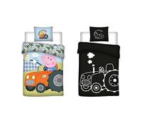 Parure Peppa Pig pour Petit Lit 100% Coton, Brille dans Le Noir, Housse de Couette Bébé 100x135 cm + Taie d'oreiller 40x60 cm