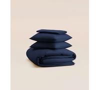 Parure - Percale de coton - Bleu - Idéale toute saison - Confectionnée au Portugal - Tediber