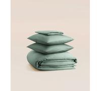 Parure - Satin de coton - Vert - Douce, légère et résistante - Confectionnée au Portugal - Tediber