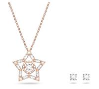 Parure Stella, Tailles variées, Étoile, Blanc, Placage de ton or rosé OS