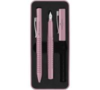 Parure stylos Faber-Castell Grip Harmony - 2 pièces (bille + plume) rose, encre bleue