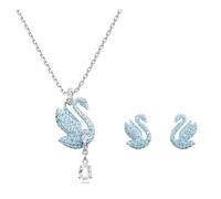 Parure Swan, Cygne, Bleu, Métal rhodié OS