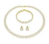 Swarovski Parure Una Angelic, 3 pièces, taille ronde, blanc, placage de ton or