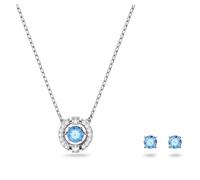 Parure Una, Taille ronde, Bleu, Métal rhodié OS