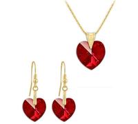 Parure Vermeil Coeurs 18 et 14mm Swarovski Element - Siam AB