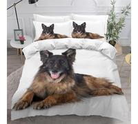 Parures de Lit 2 Personnes Berger Allemand Imprimé 3D Housse de Couette 200x200 Microfibre Douce Animaux Mignons Housses Couette avec 2 Taies d'oreiller et Fermeture Éclair a2200