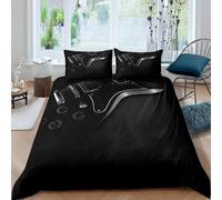 Parures de Lit 2 Personnes Guitare électrique Imprimé 3D Housse de Couette 220x240 Microfibre Douce Style Musical Housses Couette avec 2 Taies d'oreiller et Fermeture Éclair a803