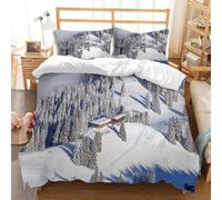 Parures de Lit 2 Personnes Paysage Enneigé Imprimé 3D Housse de Couette 220x240 Microfibre Douce Paysages d'hiver Housses Couette avec 2 Taies d'oreiller et Fermeture Éclair a2309