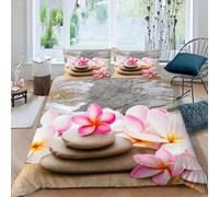 Parures de Lit 2 Personnes Pierre et Fleur Rose Imprimé 3D Housse de Couette 200x200 Microfibre Douce Paysages Marins Housses Couette avec 2 Taies d'oreiller et Fermeture Éclair a2458