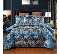 Parures de lit Adulte 2 Personne Housse de Couette Jacquard Satin Style Européen Rétro Totem Élégant Literie 3 Pièces, Lisse, Doux, Confortable, Polyester (F, 260x230 cm)