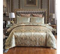 Parures de lit Adulte 2 Personne Housse de Couette Jacquard Satin Style Européen Rétro Totem Élégant Literie 3 Pièces, Lisse, Doux, Confortable, Polyester (H, 240x220 cm)