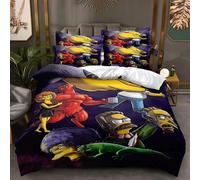 Parures De Lit Simpsons, Housses De Couette Et Taies D'oreiller Bart-Lisa King Size Pour Enfants Et Adolescents