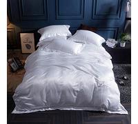 Parures draps et taies d'oreillers,100% soie de mûrier / coton Housse de couette Queen King size Literie de couleur unie Housse de couette Version A: Véritable soie / Version B: 100% coton-su yan_240