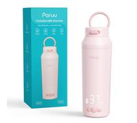 Paruu Chauffe Biberon Portable pour Nomade sans Fil, Chauffage Rapide en 2 minutes, Gros bec Facile à Nettoyer, 7 Niveaux de Température, Charge Rapide 30 W, Capacité 350 ml, Rose