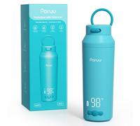 Paruu Chauffe Biberon Portable pour Nomade sans Fil, Gros bec Facile à Nettoyer, Chauffage Rapide en 2 minutes, 7 Niveaux de Température, Charge Rapide 30 W, Capacité 350 ml, Bleu