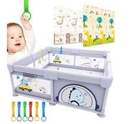 PARVULI Parc Bebe 150x180 cm - Enclos pour Bébé avec 6 Poignées et Tapis de Jeu Rembourré - Parc pour Bebe Pliable pour la Maison avec Maille Respirante et Barrières Protégées