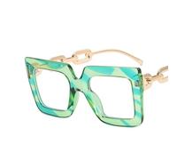 PARWANA Lunettes bloquant la lumière Bleue, carrées, for lecteurs d'ordinateur, surdimensionnées, Anti-Fatigue oculaire, Miroir à lumière Plate (Color : Green, Size : +150)