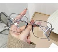 PARWANA Lunettes carrées surdimensionnées for lecteurs d'ordinateur, Vintage, Anti-lumière Bleue, Anti-Fatigue oculaire, Miroir à lumière Plate (Color : Gray, Size : +150)