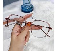 PARWANA Lunettes de Lecture Anti-éblouissantes, lecteurs d'ordinateur surdimensionnés, Anti-lumière Bleue, personnalité, lumière Plate, Miroir (Color : Tea, Size : +250)