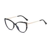 PARWANA Lunettes de lecture Anti-éblouissement et Anti-lumière bleue for femmes, robustes, œil de chat, miroir à lumière plate (Color : Black, Size : +250)