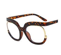 PARWANA Lunettes de Lecture Anti-éblouissement surdimensionnées, bloquant la lumière Bleue, for lecteurs d'ordinateur, Miroir Rond et Plat, Lunettes presbytes (Color : Leopard-Print, Size : +0.00)