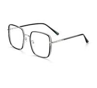 PARWANA Lunettes de Lecture Anti-Fatigue oculaire, surdimensionnées, for lecteurs d'ordinateur, carré, lumière Plate, Miroir, Blocage de la lumière Bleue (Color : Blue, Size : +150)