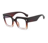 PARWANA Lunettes de Lecture carrées surdimensionnées, Anti-éblouissement, Blocage de la lumière Bleue, Joli Miroir à lumière Plate (Color : Coffee, Size : +0.00)