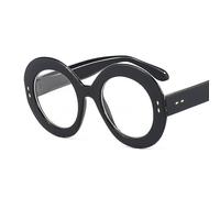 PARWANA Lunettes de Lecture Rondes rétro for Femmes, surdimensionnées, Anti UV, Tendance, Anti lumière Bleue, lumière Plate, Miroir (Color : Black, Size : +250)