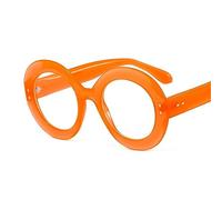 PARWANA Lunettes de Lecture Rondes rétro for Femmes, surdimensionnées, Anti UV, Tendance, Anti lumière Bleue, lumière Plate, Miroir (Color : Yellow, Size : +250)