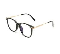 PARWANA Lunettes de Lecture surdimensionnées Anti-Fatigue oculaire, Rondes, rétro, lecteurs d'ordinateur, Blocage de la lumière Bleue, Miroir à lumière Plate (Color : Black-Gold, Size : +0.00)