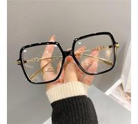 PARWANA Lunettes de Lecture surdimensionnées, lecteurs d'ordinateur Mignons, Anti-Fatigue à la lumière Bleue, soulage la lumière Plate, Miroir (Color : Golden, Size : +250)