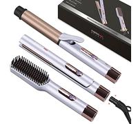 PARWIN PRO BEAUTY Ensemble De Coiffure Professionnel 3 En 1, Comprend Un -Lisseur Cheveux 25 MM -Boucleur 32 MM -Rosse Lissante, Contrôle De La Température Par Led Et Chauffage Instantané