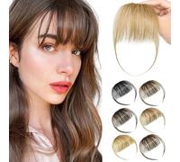 PARXITN Extensions de cheveux humains à clip en Bangs - Franges - Pour femme - Blond véritable