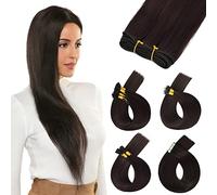 PARXITN Mèches d'exercice pour extensions de cheveux à coudre à la trame - 40 cm - Marron naturel lisse - Synthétique - Pour la formation et la pratique du coiffeur (100 g)