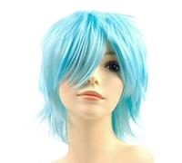 PARXITN Perruque Cosplay Anime pour Halloween Costume Party, Bleu Aqua Perruques synthétiques à Cheveux Courts avec Franges pour Femmes Hommes