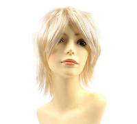 PARXITN Perruque Cosplay Anime pour Halloween Costume Party, Perruques synthétiques à Cheveux Courts avec Franges pour Femmes Hommes Blond clair