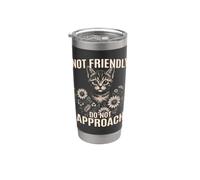 Pas amical, ne vous approchez pas d'un chat sarcastique et antisocial Gobelet isotherme en acier inoxydable double paroi