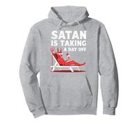 Pas Aujourd'hui Satan : Vacationing Devil sirote Un Cocktail Sweat à Capuche, Unisexe pour Adultes, Gris Chiné, XL