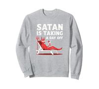 Pas Aujourd'hui Satan : Vacationing Devil sirote Un Cocktail Sweatshirt, Unisexe pour Adultes, Gris Chiné, M