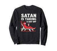 Pas Aujourd'hui Satan : Vacationing Devil sirote Un Cocktail Sweatshirt, Unisexe pour Adultes, Noir, XXL