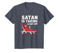 Pas Aujourd'hui Satan : Vacationing Devil sirote Un Cocktail T-Shirt, Enfant, Bleu Chiné, 3 Ans