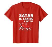 Pas Aujourd'hui Satan : Vacationing Devil sirote Un Cocktail T-Shirt, Enfant, Rouge, 2 Ans