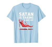 Pas Aujourd'hui Satan : Vacationing Devil sirote Un Cocktail T-Shirt, Homme, Bleu Céleste, 3XL