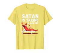 Pas Aujourd'hui Satan : Vacationing Devil sirote Un Cocktail T-Shirt, Homme, Citron, M