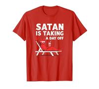 Pas Aujourd'hui Satan : Vacationing Devil sirote Un Cocktail T-Shirt, Homme, Rouge, M