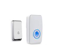 【Pas Besoin de Batterie】 Sonnette sans Fil Étanche AURTEC Carillon électronique, Kit de Carillon avec LED Bleu, Enfichable Sonnette, 51 Mélodies, 4-Niveaux Volume avec 1 Récepteur (Blanc)