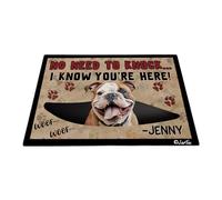 Pas Besoin De Frapper, Je Sais Que Tu ES Là - Bouledogue Anglais avec Une Patte De Chien Paillasson De Bienvenue Doux Paillasson D'Entree Antidérapant Tapis De Bain pour Salon Terrasse 40X60 Cm