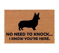 Pas Besoin De Frapper, Je Sais Que Tu ES Là, Drôle De Corgi Tapis De Porte Anti-Poussière Paillasson Facile À Nettoyer Paillasson Exterieur pour Balcon Baignoire Extérieur 40 X 60Cm
