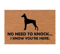 Pas Besoin De Frapper, Je Sais Que Tu ES Là. Drôle De Doberman Tapis De Bain Anti-Poussière Tapis De Porte Antidérapant Absorbant Paillasson pour Chambre Baignoire Jardin 40 X 60Cm